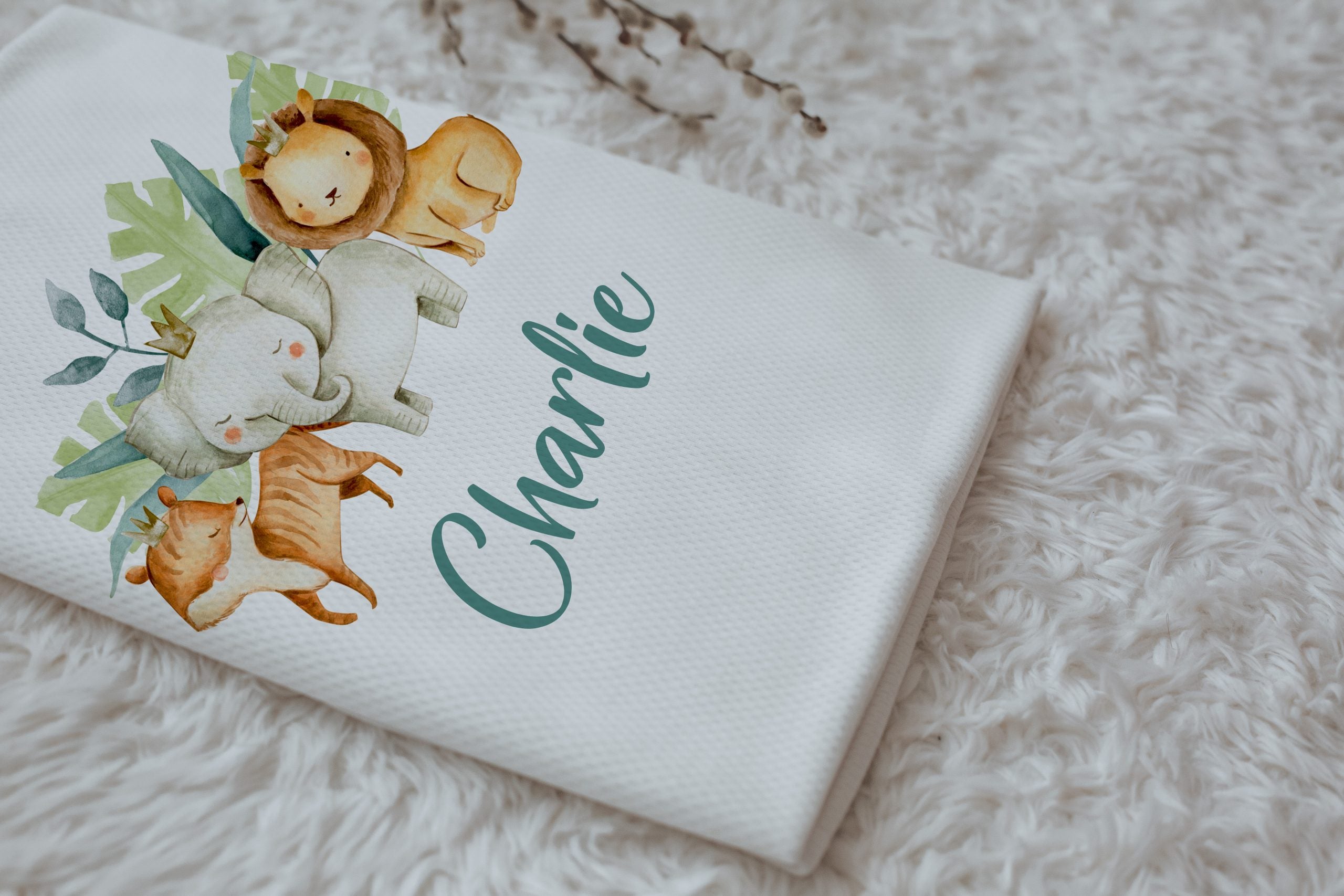 Jungle Animals Personalized Baby Blanket