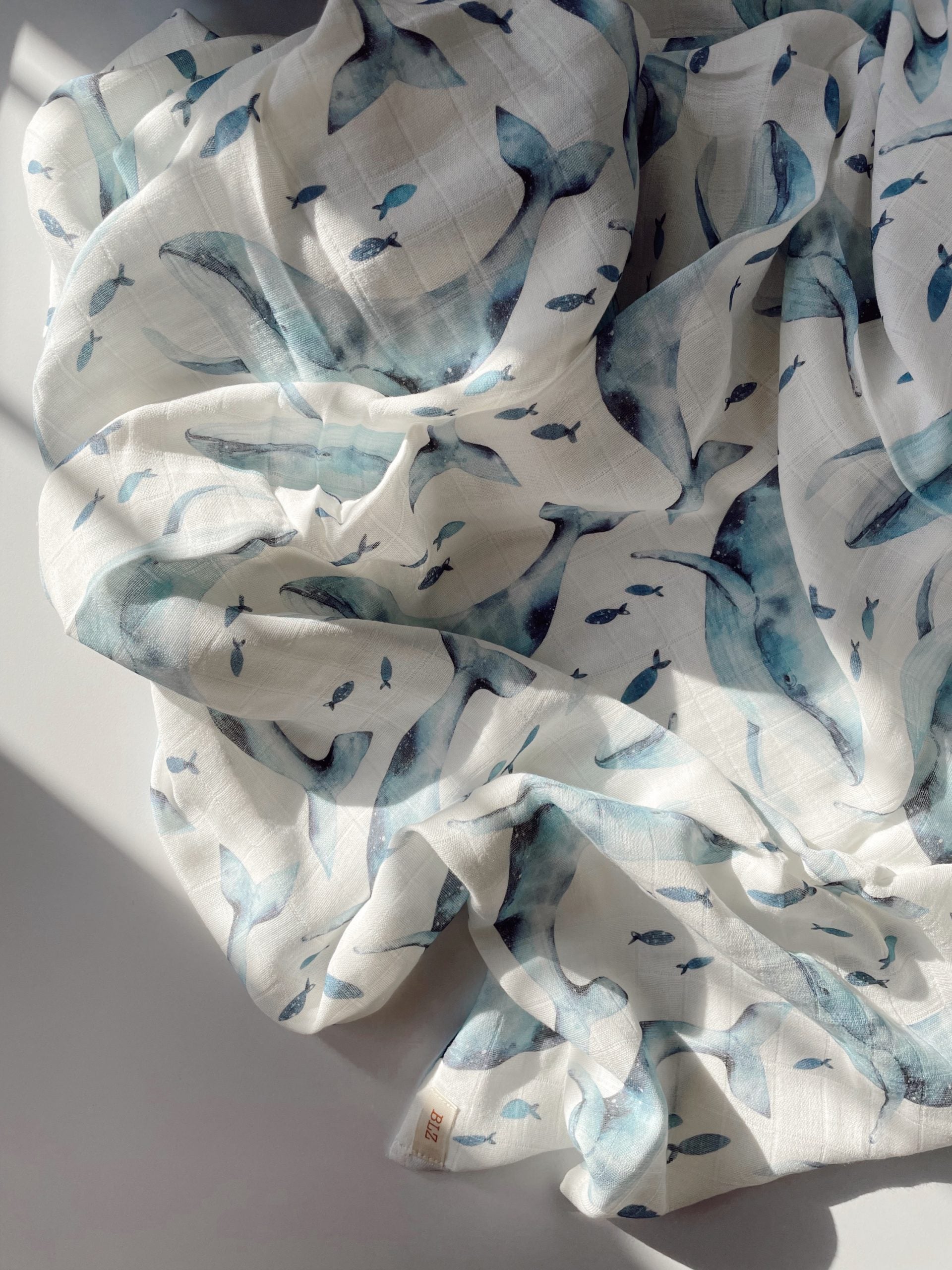 Whale Muslin Swaddle - Blzandco