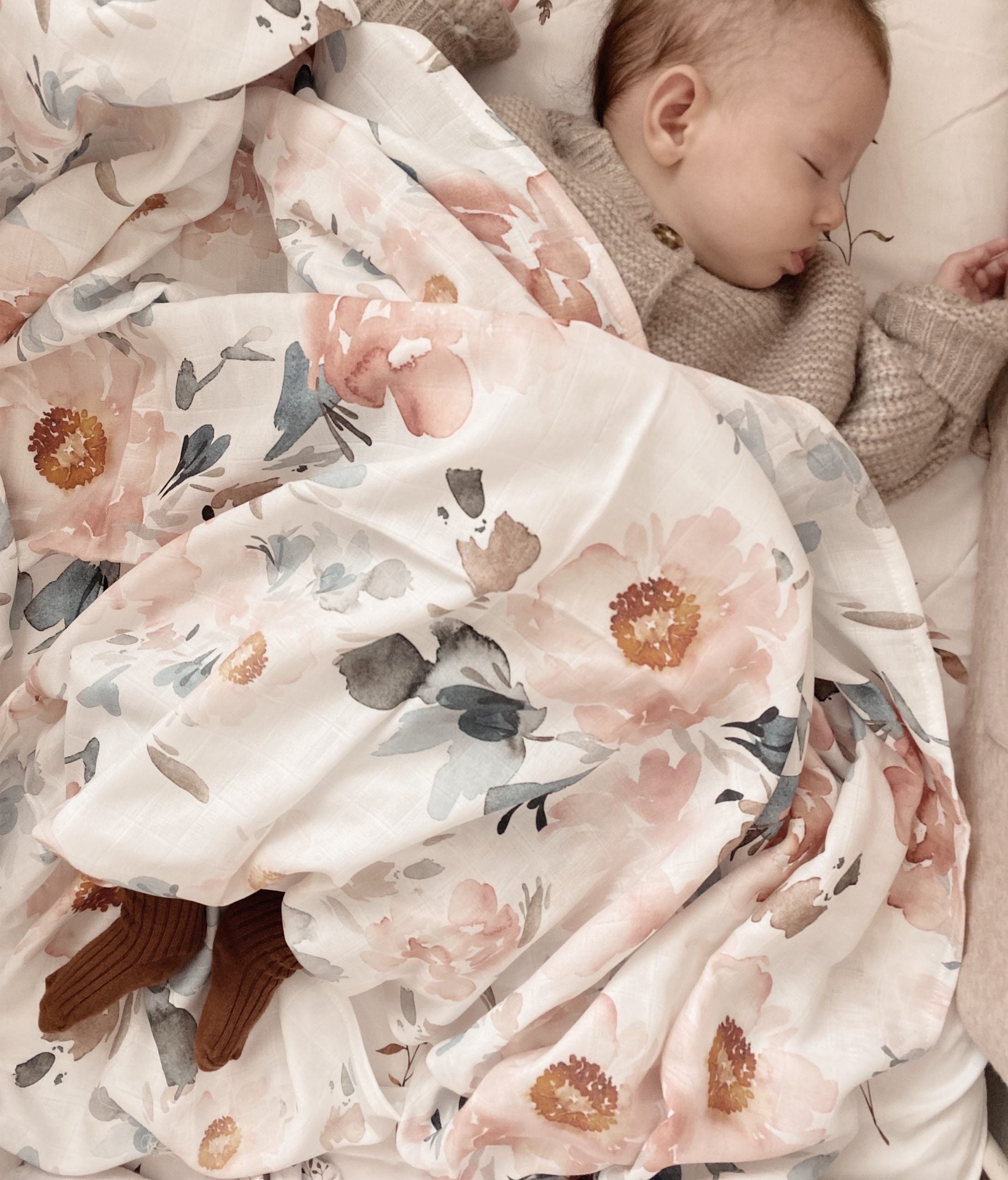 Watercolor Flower Muslin Swaddle - Blzandco