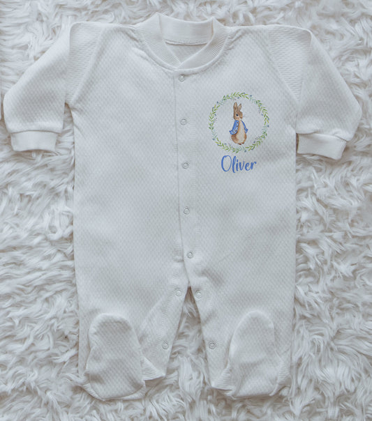 Blue Bunny Baby Boy Personalized Baby Jumpsuit