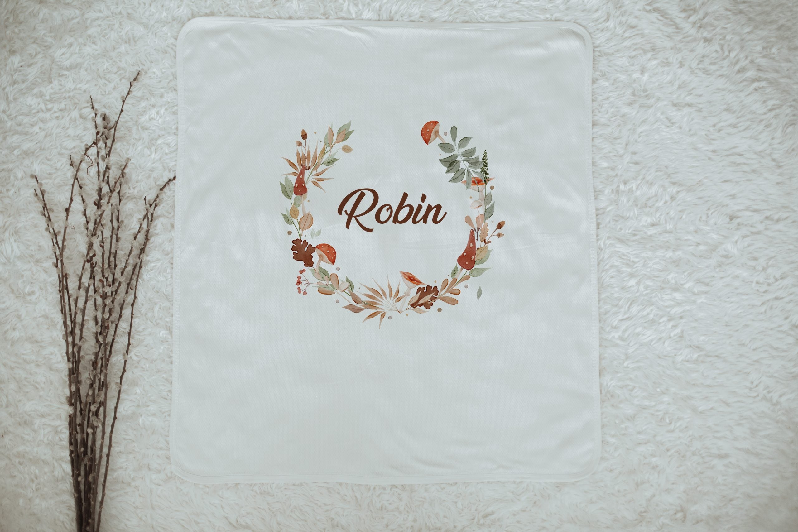 Mushroom Personalized Baby Blanket