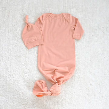 Pink Knotted Gown and Sleepwear for Baby Boy and Baby Girl with Hat - Blzandco