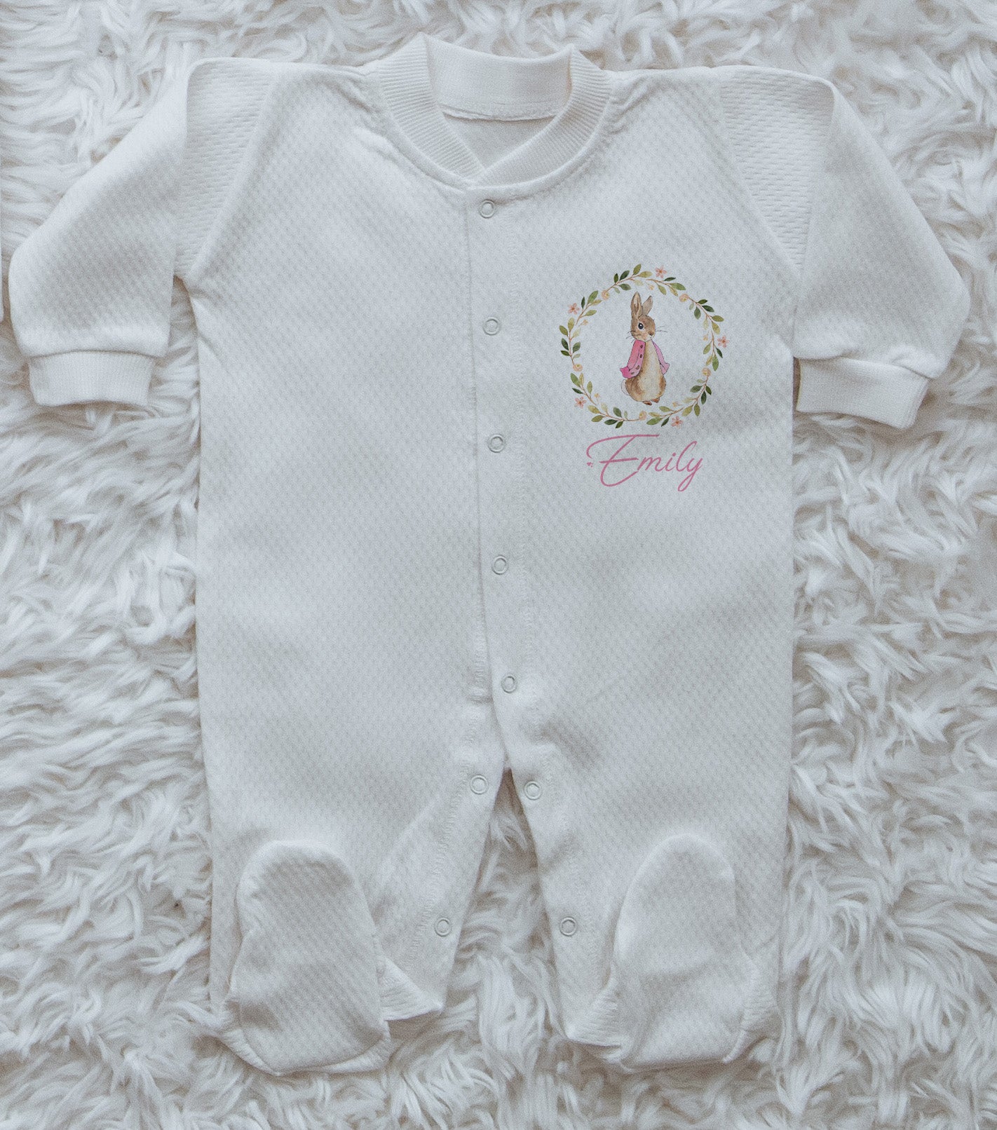 Pink Bunny Baby Girl Personalized Baby Jumpsuit