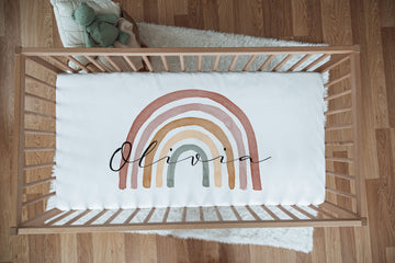 Pinky Rainbow Cot Bed Sheet - Blzandco