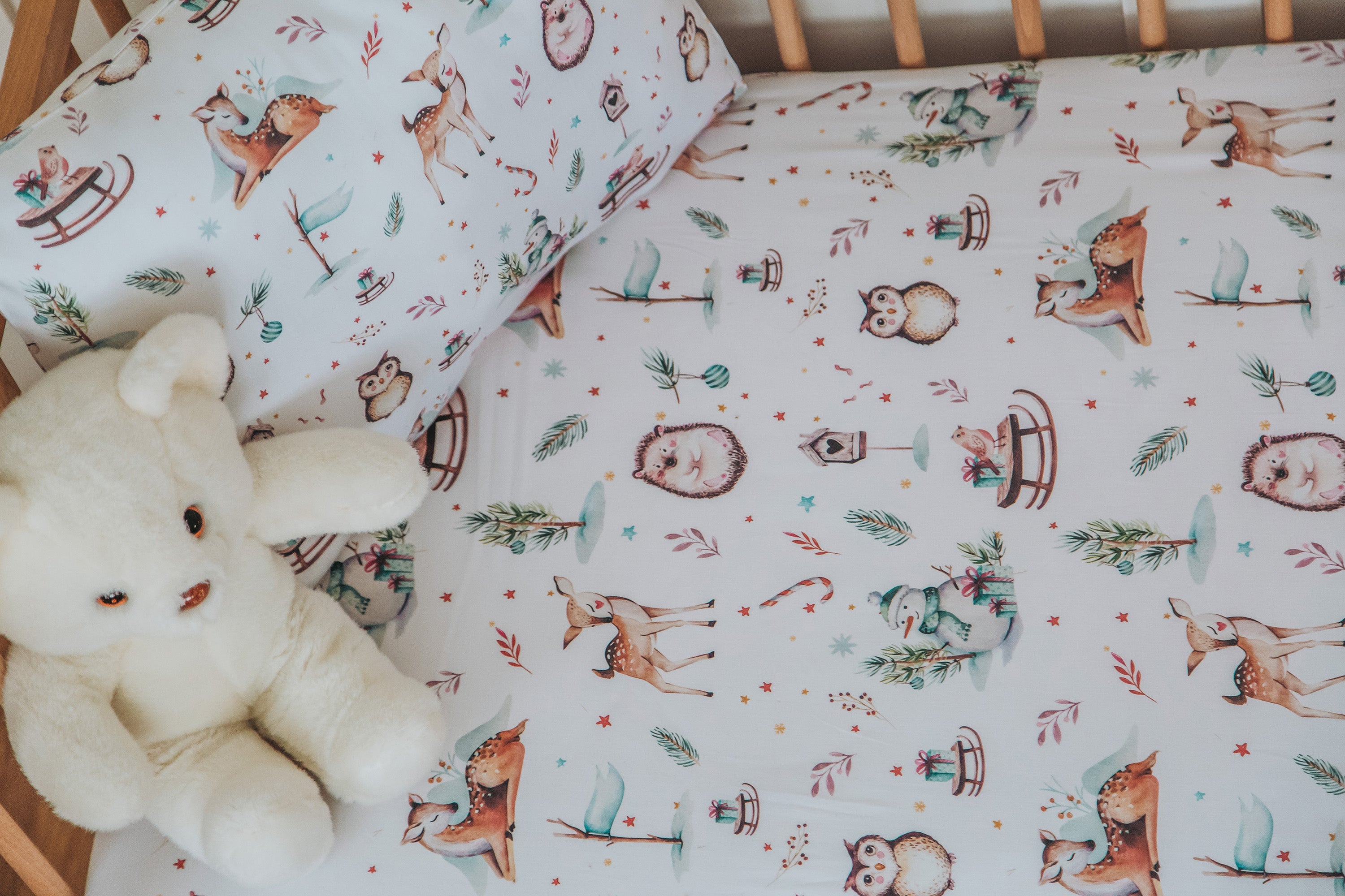Winter Animals Fitted Crib Sheet
